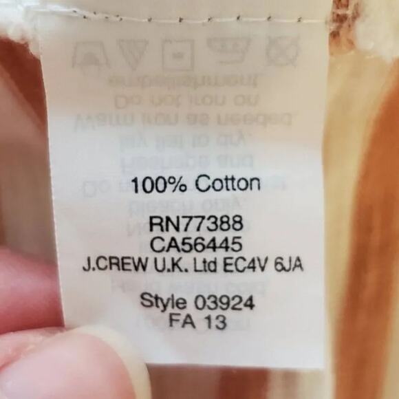 J Crew Embellished Striped Top Tan Ivory 3/4 Sleeve Women Size S Cotton - Picture 10 of 10